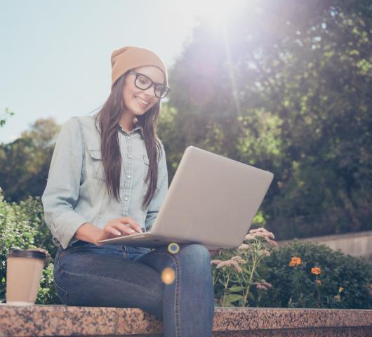 Woman using a laptop